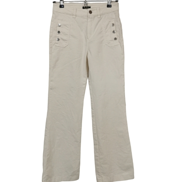 Massimo Dutti White Straight Leg High Mid Rise Ankle Length Jeans - Sz 2 - Picture 2 of 8